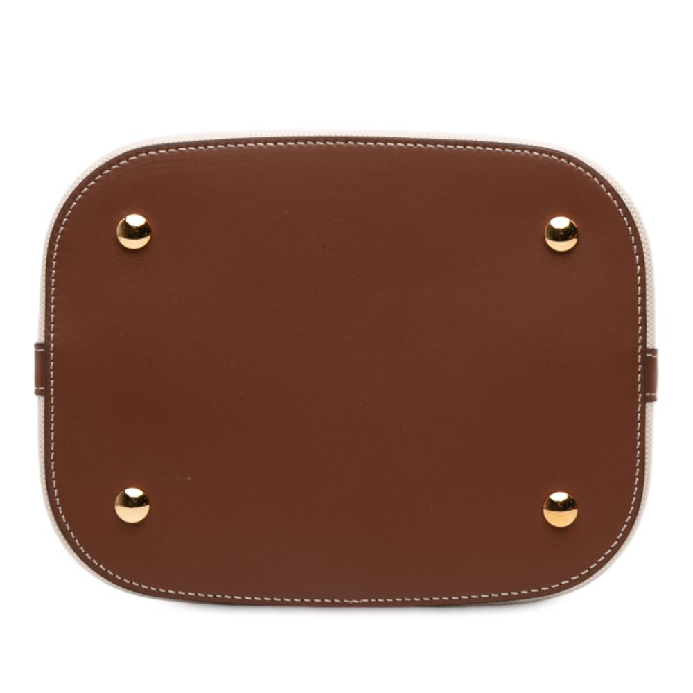 Burberry AB Burberry Brown Beige Canvas Fabric Small Logo Peggy Bucket Bag Italy