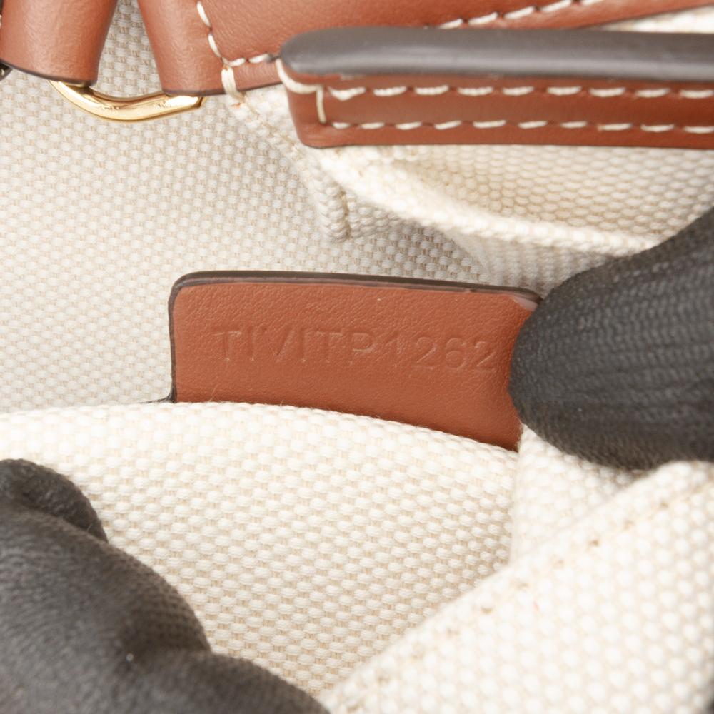 Burberry AB Burberry Brown Beige Canvas Fabric Small Logo Peggy Bucket Bag Italy