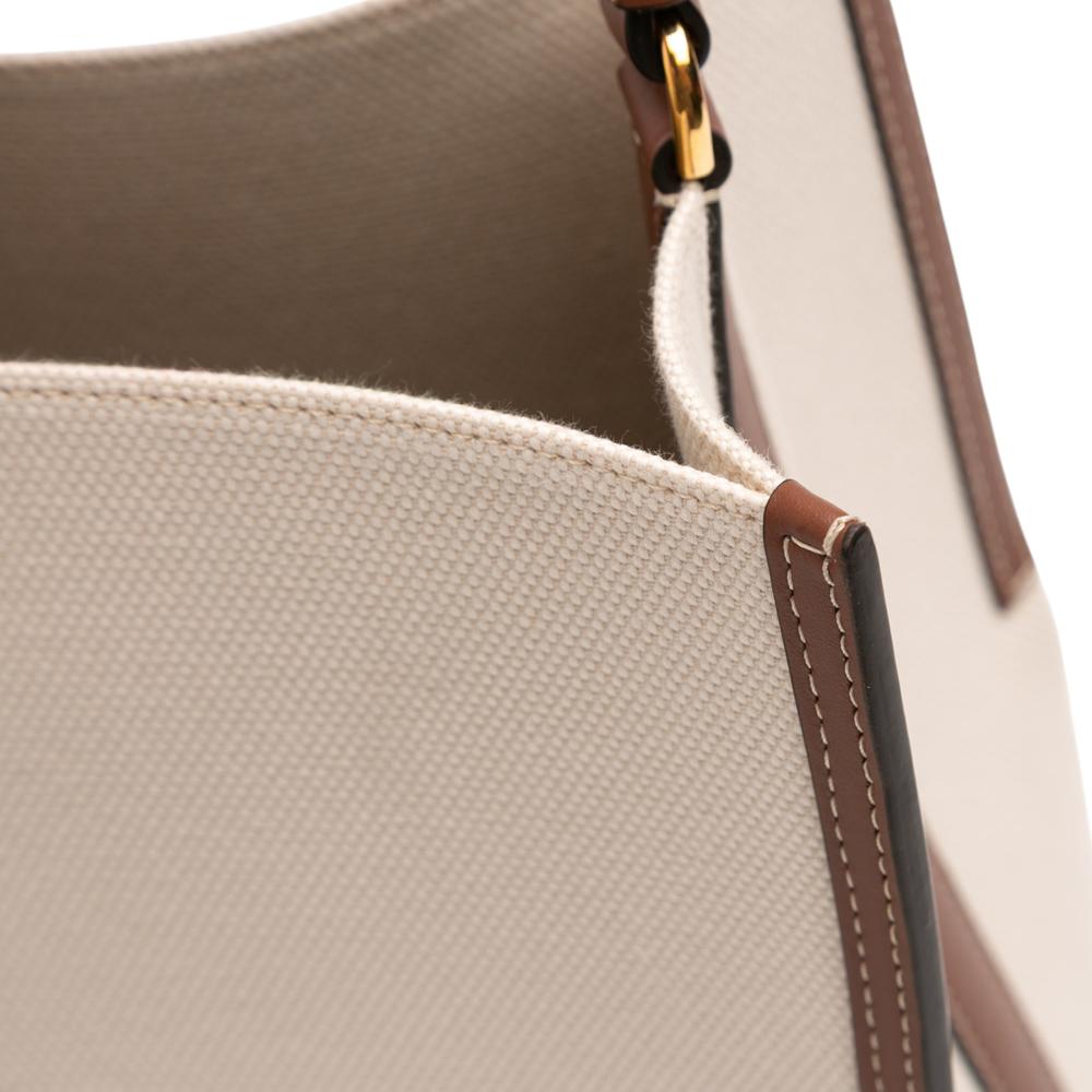 Burberry AB Burberry Brown Beige Canvas Fabric Small Logo Peggy Bucket Bag Italy