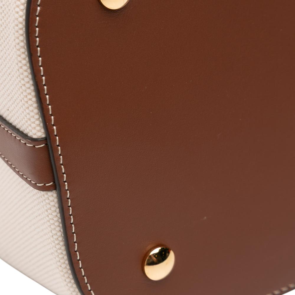 Burberry AB Burberry Brown Beige Canvas Fabric Small Logo Peggy Bucket Bag Italy