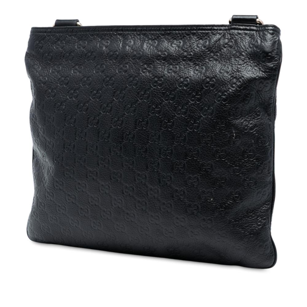 Gucci B Gucci Black Calf Leather Guccissima Crossbody Italy