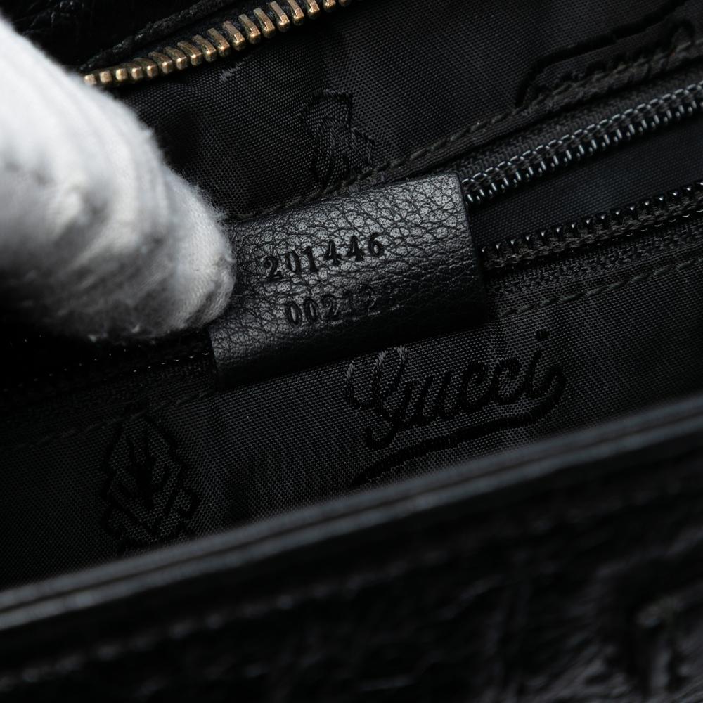 Gucci B Gucci Black Calf Leather Guccissima Crossbody Italy