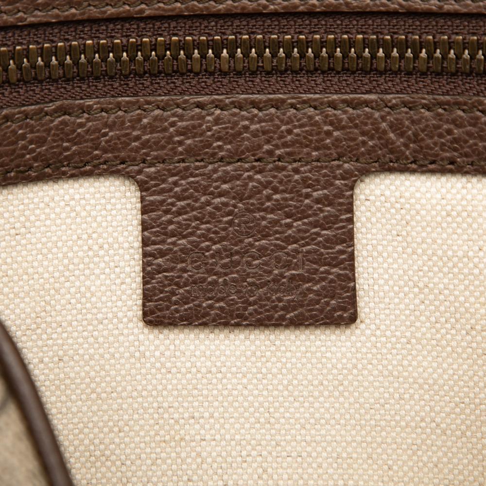 Gucci AB Gucci Brown Beige Coated Canvas Fabric Small GG Supreme Ophidia Belt Bag Italy