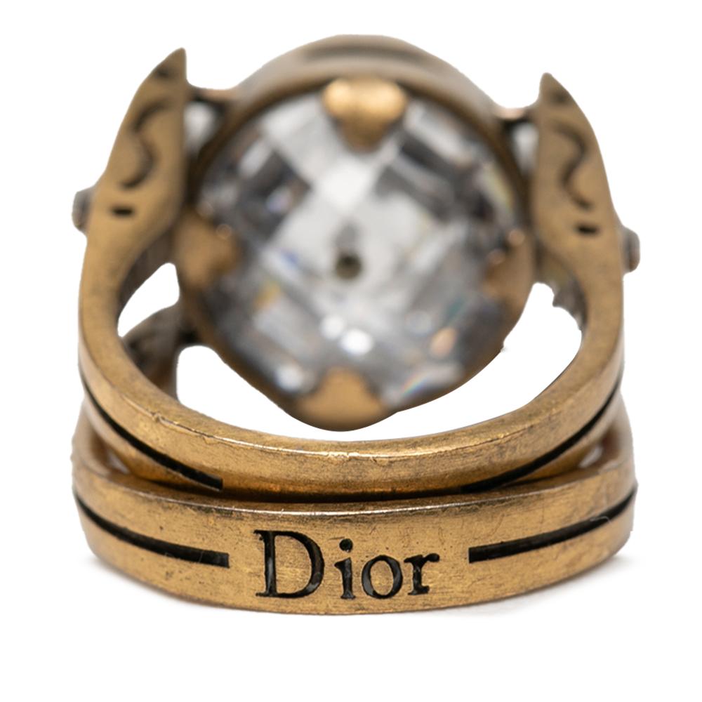 Christian Dior B Dior Gold Gold Plated Metal Crystal Bee Ring France