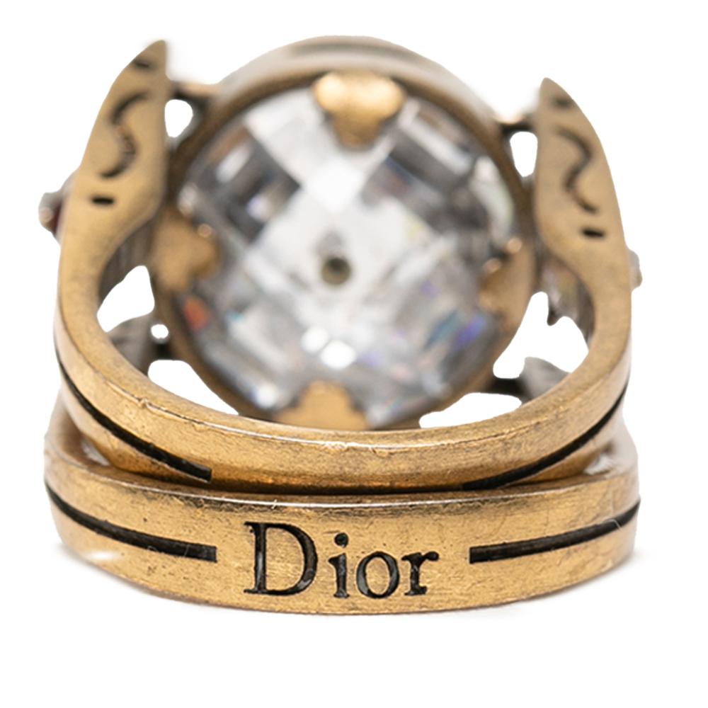 Christian Dior B Dior Gold Gold Plated Metal Crystal Bee Ring France
