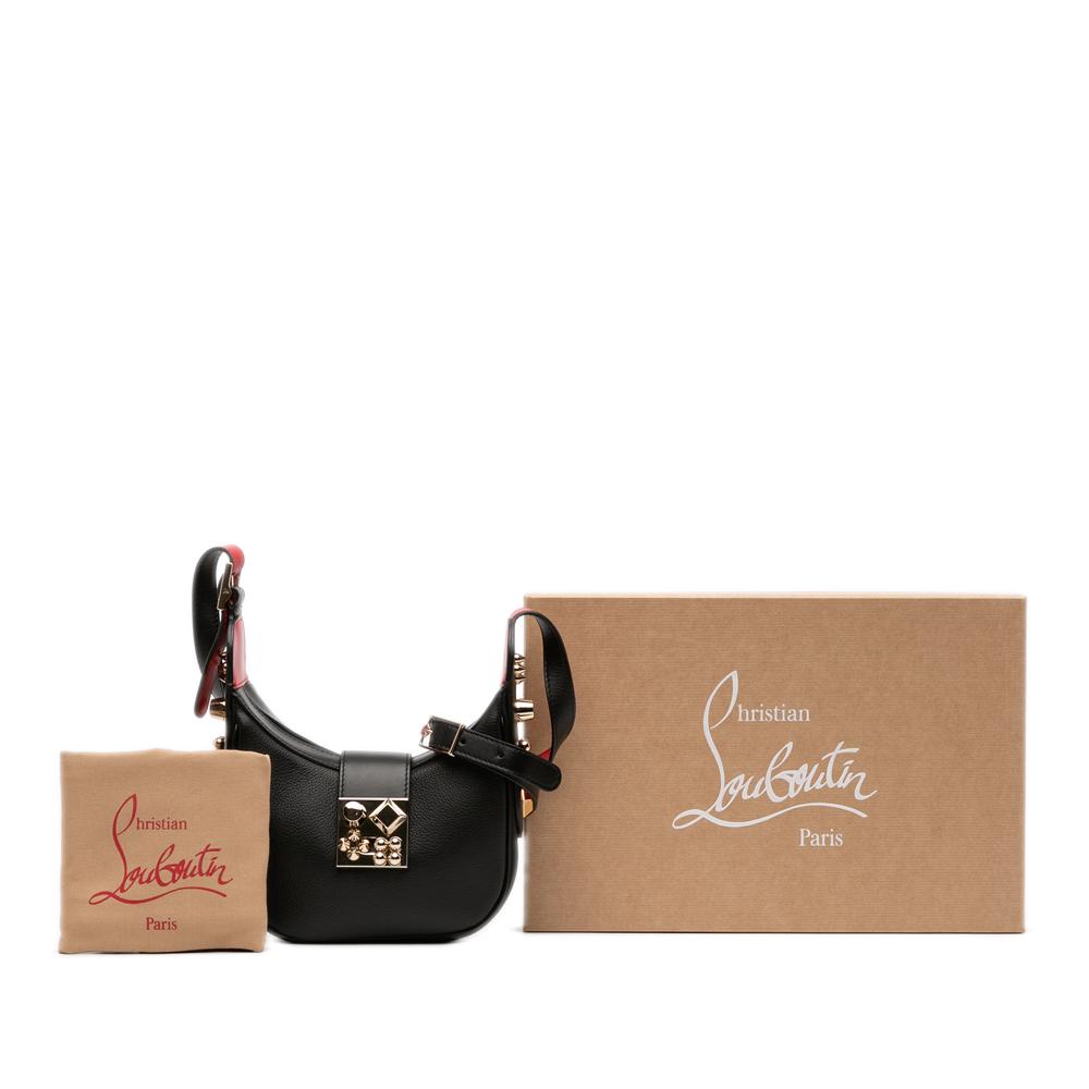 Christian Louboutin AB Christian Louboutin Black Calf Leather Mini Carasky Crossbody Italy