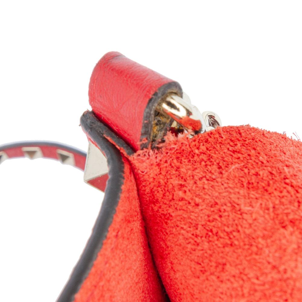 Valentino B Valentino Red Calf Leather Small Grained skin Rockstud Crossbody Italy