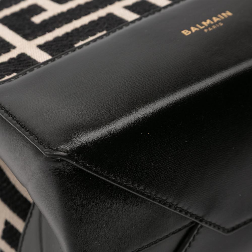 Balmain B Balmain Brown Beige with Black Jacquard Fabric Maxi Monogram North South Shopping Tote Italy