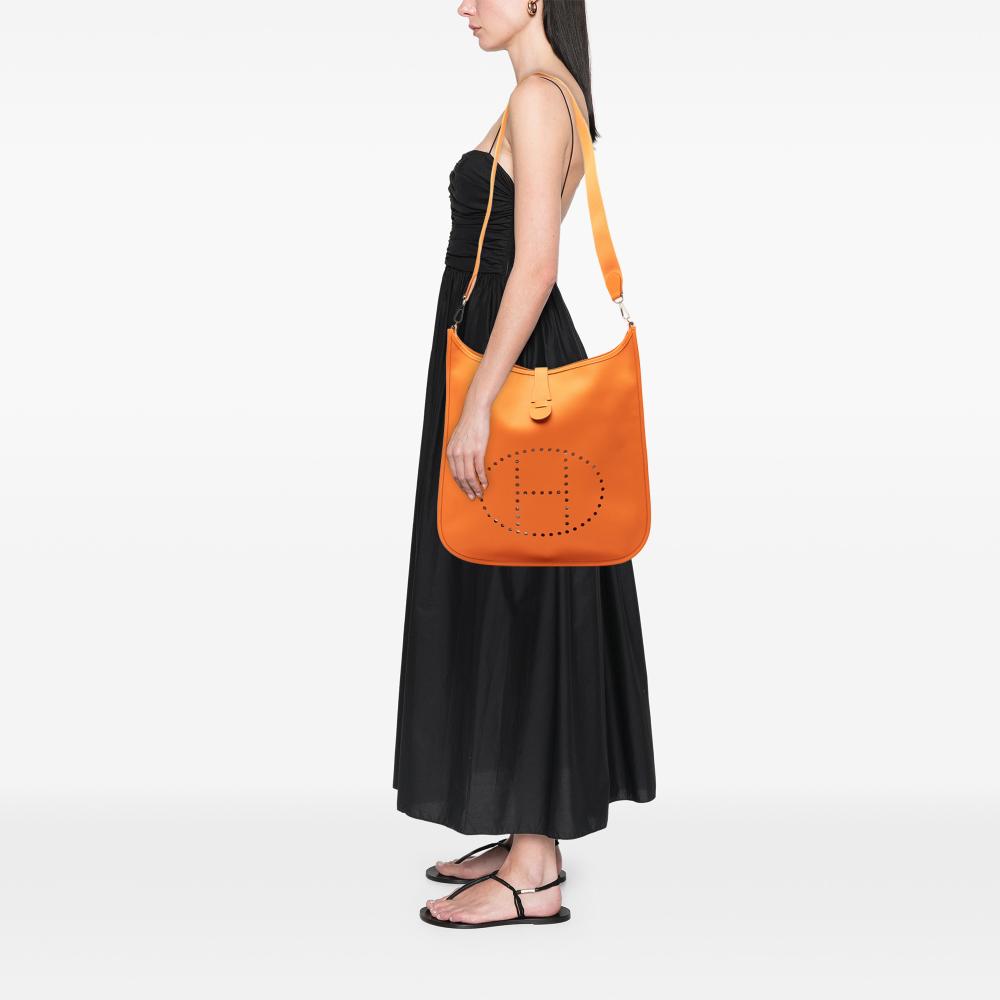 Hermès AB Hermès Orange Calf Leather Epsom Evelyne II TGM France