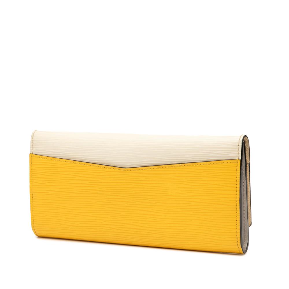 Louis Vuitton B Louis Vuitton White Off White Epi Leather Leather Tricolor Epi Flore Long Wallet France