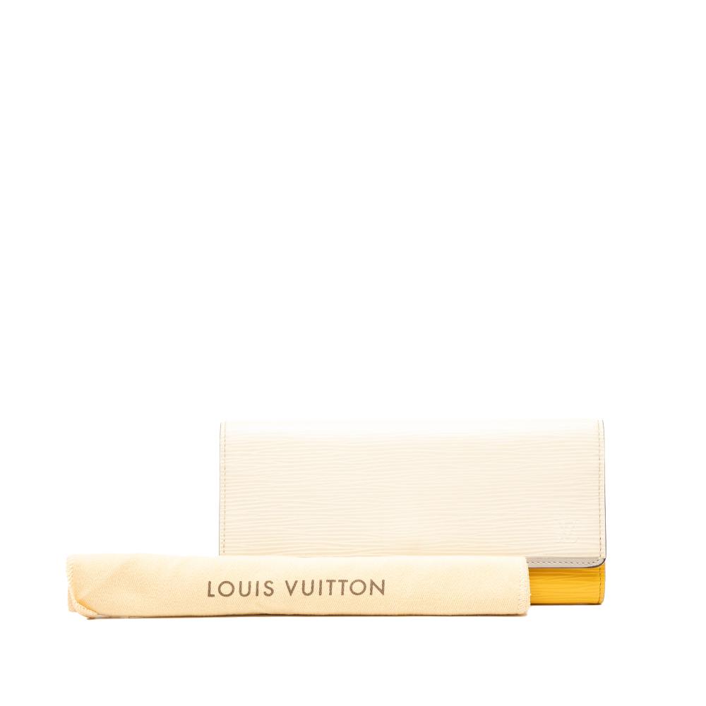 Louis Vuitton B Louis Vuitton White Off White Epi Leather Leather Tricolor Epi Flore Long Wallet France