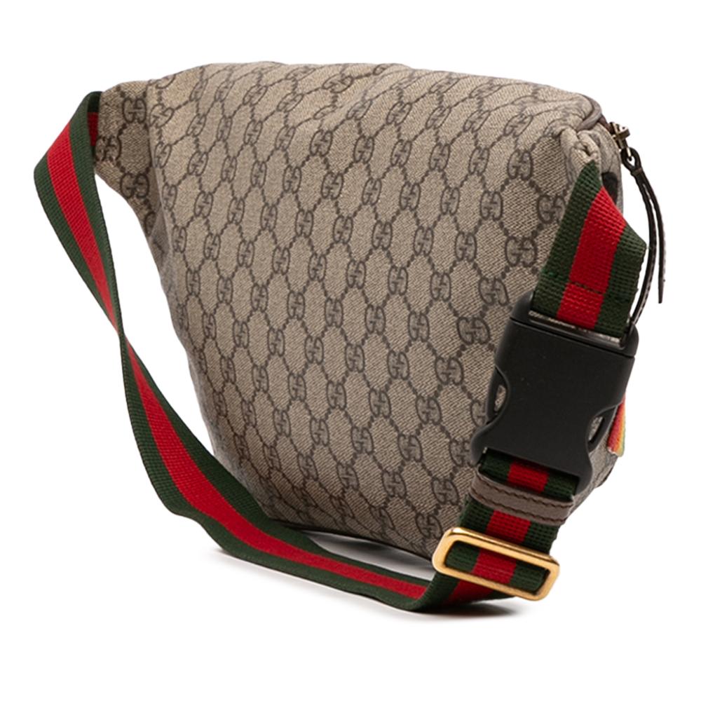 Gucci AB Gucci Brown Coated Canvas Fabric GG Supreme Courrier Belt Bag Italy