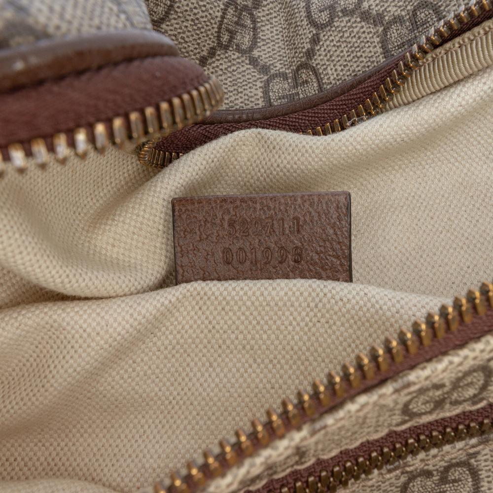 Gucci AB Gucci Brown Coated Canvas Fabric GG Supreme Courrier Belt Bag Italy