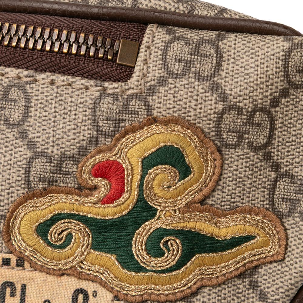 Gucci AB Gucci Brown Coated Canvas Fabric GG Supreme Courrier Belt Bag Italy