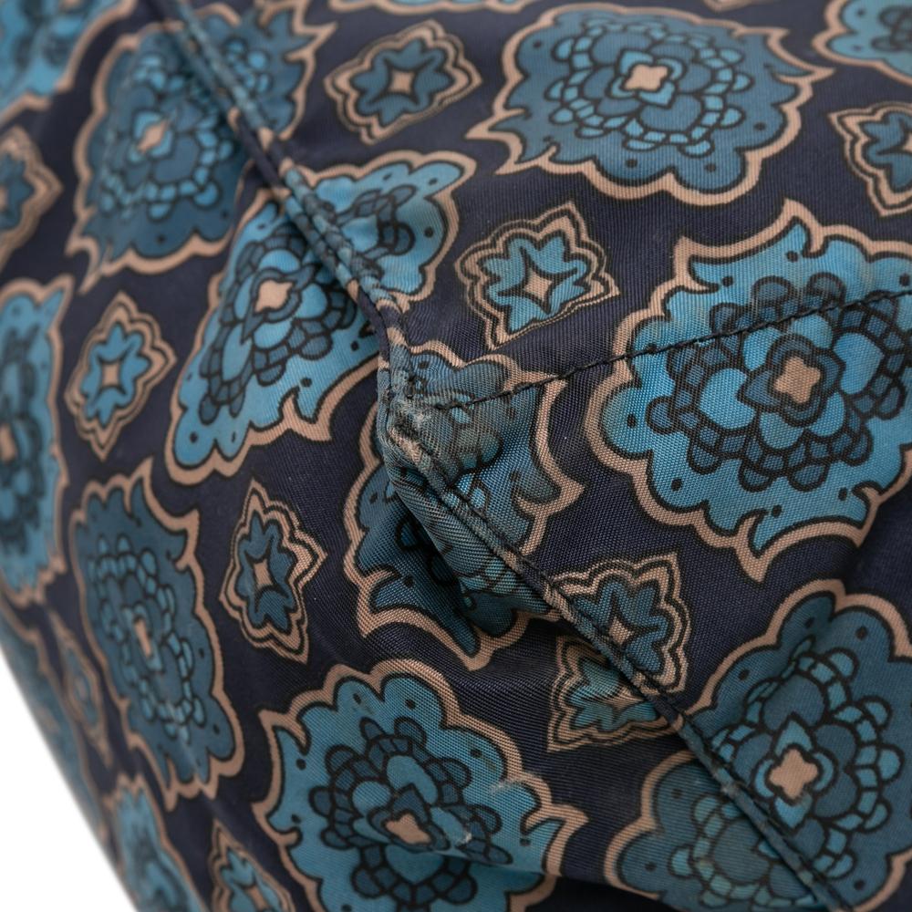 Prada B Prada Blue Navy Nylon Fabric Tessuto Stampato Tote Italy