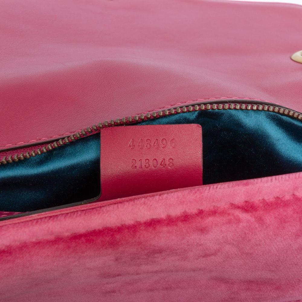 Gucci B Gucci Pink Velvet Fabric Large GG Marmont Matelasse Embroidered Blind For Love Shoulder Bag Italy