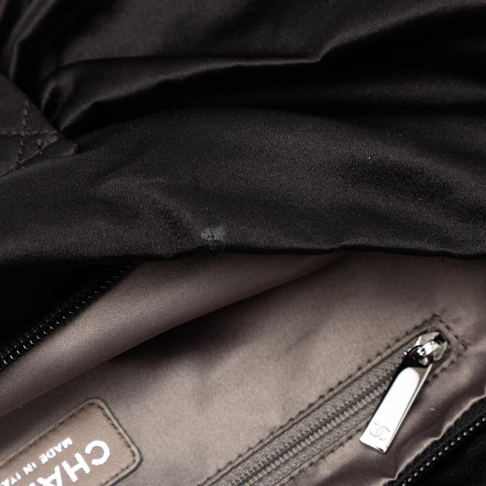 Chanel B Chanel Black Satin Fabric Medium Bow Mademoiselle Shoulder Bag Italy