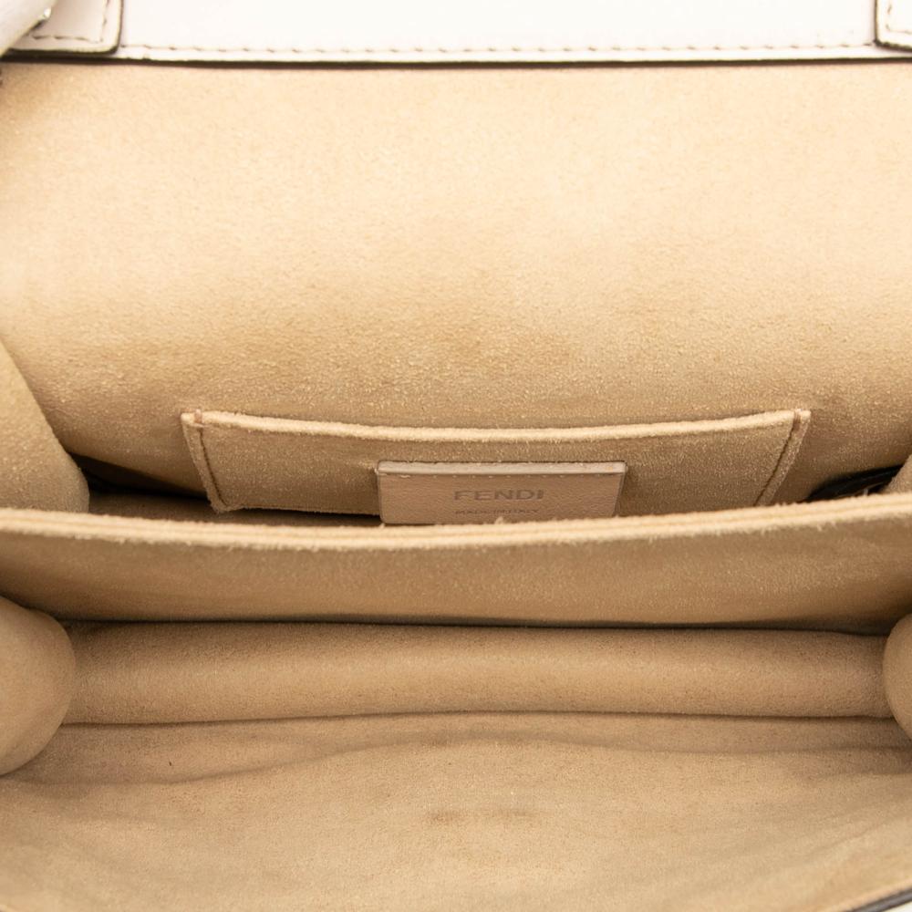 Fendi B Fendi Brown Light Beige Calf Leather Small Kan I Crossbody Italy
