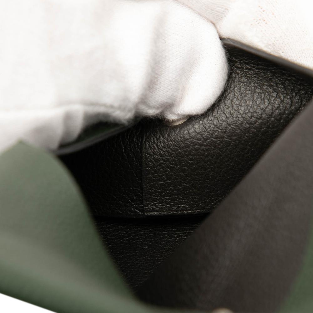 Hermès AB Hermès Green Dark Green with Gray Charcoal Calf Leather Epsom Verso Calvi Card Holder France