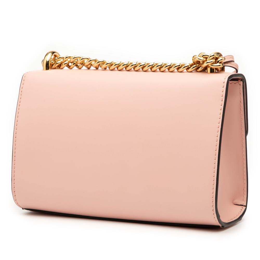Gucci AB Gucci Pink Calf Leather Small Crystal Embellished Star Padlock Crossbody Italy