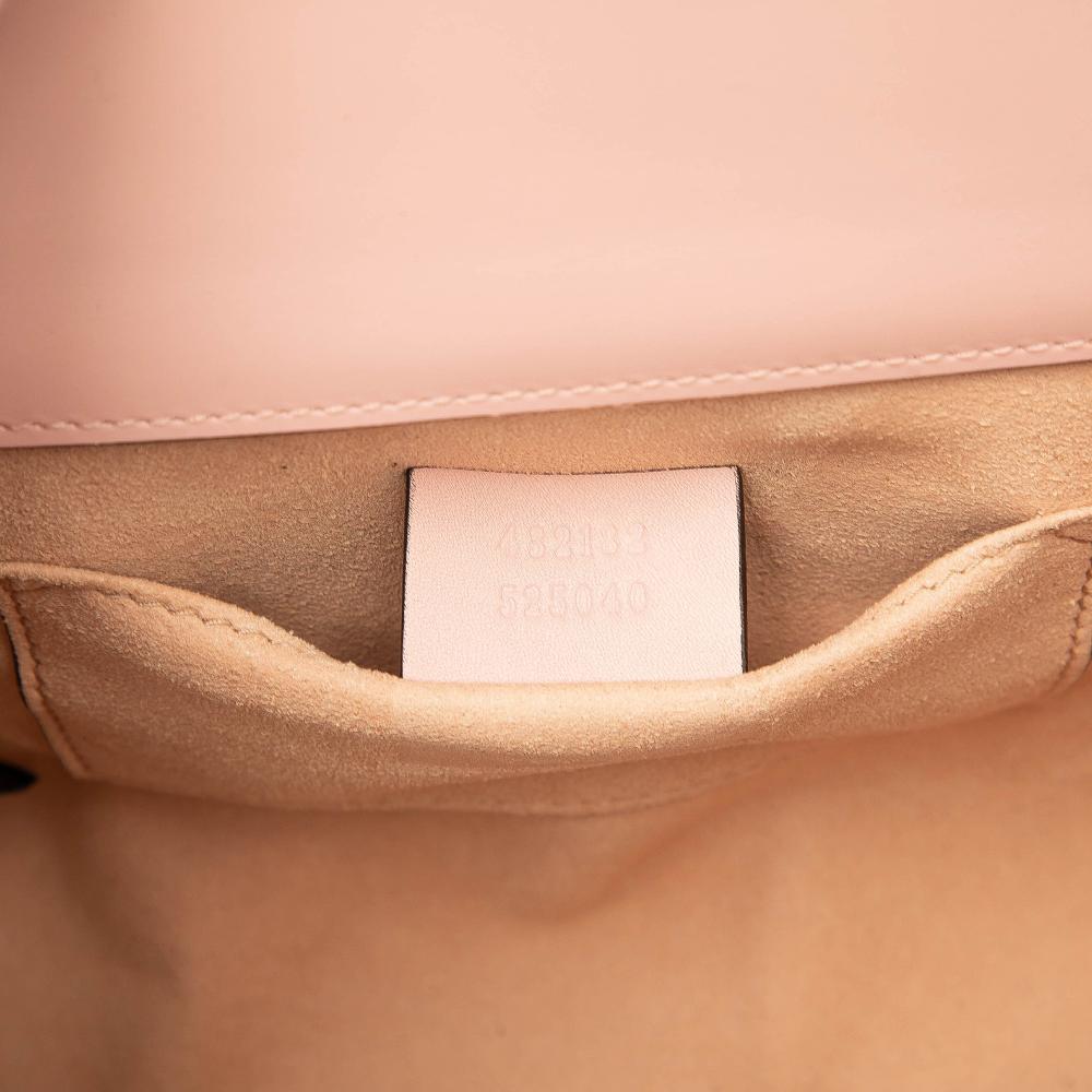 Gucci AB Gucci Pink Calf Leather Small Crystal Embellished Star Padlock Crossbody Italy