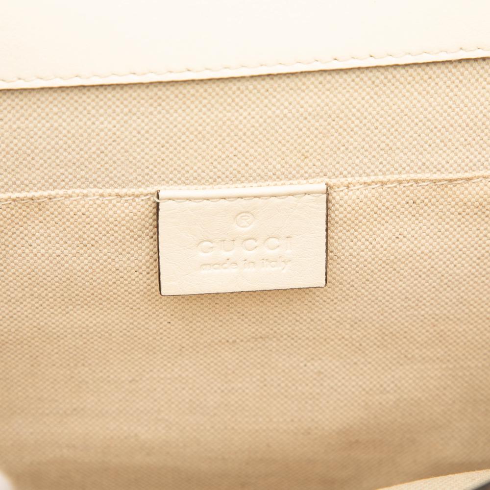 Gucci B Gucci White Calf Leather Medium Bamboo Dionysus Web Satchel Italy