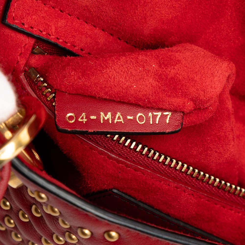 Christian Dior B Dior Red Lambskin Leather Leather Mini Lambskin Cannage Studded Supple Lady Dior Italy