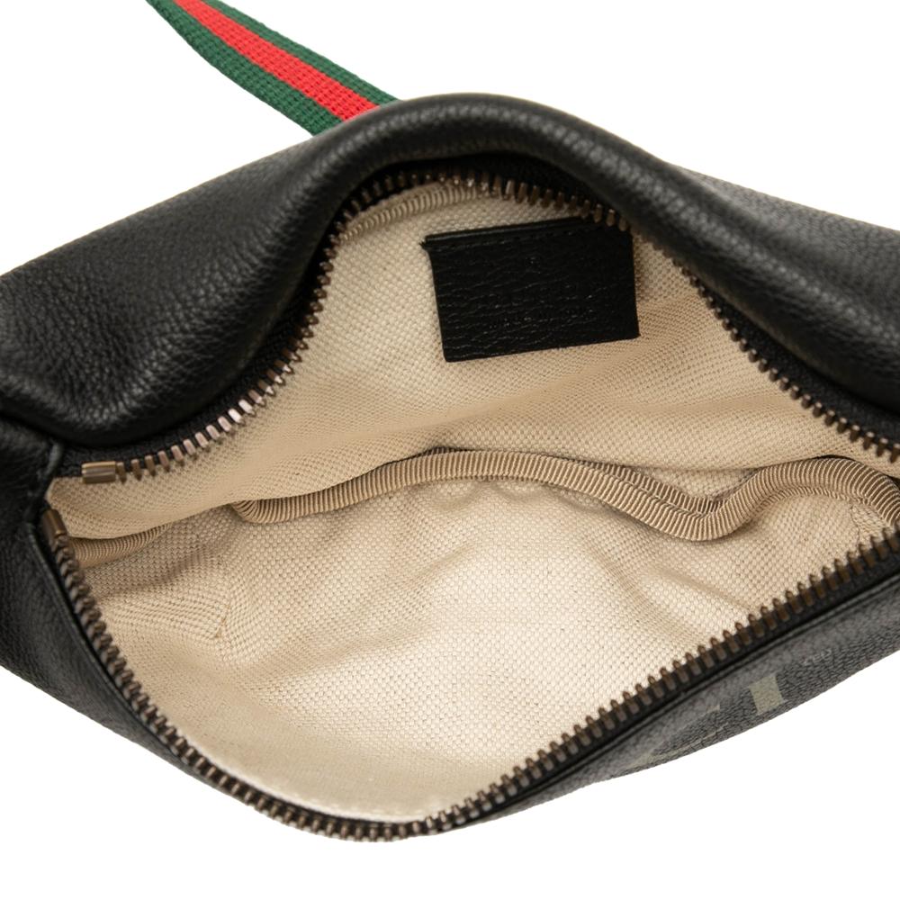 Gucci AB Gucci Black Calf Leather Small Grained skin Logo Belt Bag Italy
