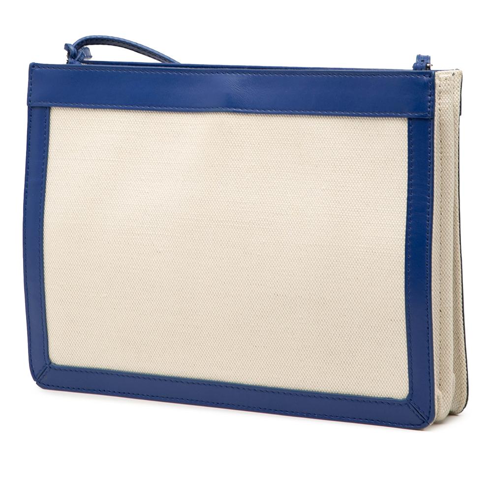 Balenciaga B Balenciaga Brown Light Beige with Blue Canvas Fabric Navy Pochette Crossbody Italy
