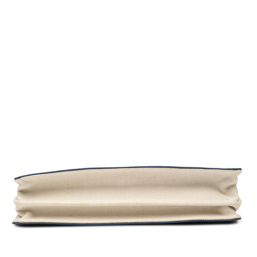 Balenciaga B Balenciaga Brown Light Beige with Blue Canvas Fabric Navy Pochette Crossbody Italy