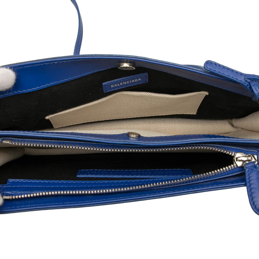 Balenciaga B Balenciaga Brown Light Beige with Blue Canvas Fabric Navy Pochette Crossbody Italy