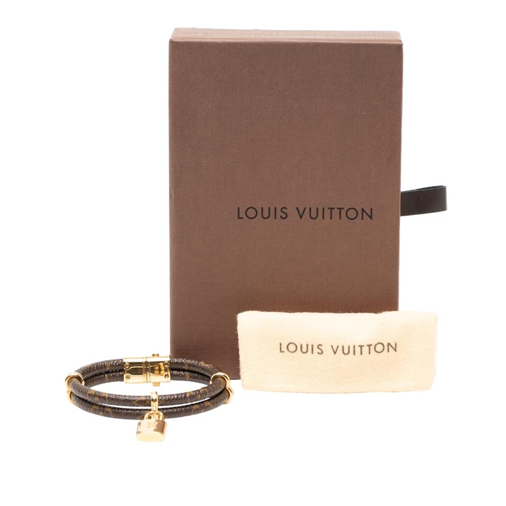 Louis Vuitton AB Louis Vuitton Brown with Gold Monogram Canvas Fabric Monogram Keep It Twice Bracelet 19 France