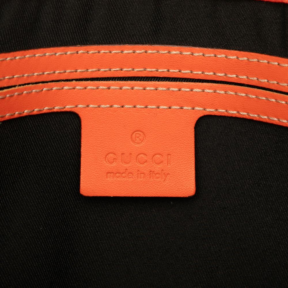 Gucci B Gucci White Off White with Orange Coated Canvas Fabric GG Supreme Joy Web Boston Italy