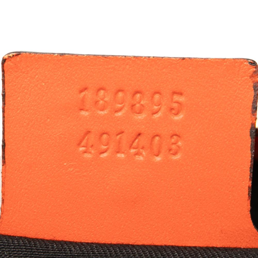 Gucci B Gucci White Off White with Orange Coated Canvas Fabric GG Supreme Joy Web Boston Italy