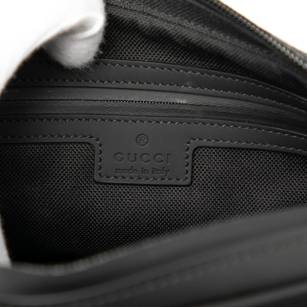 Gucci B Gucci Black Calf Leather GG Rubber Effect Crossbody Italy