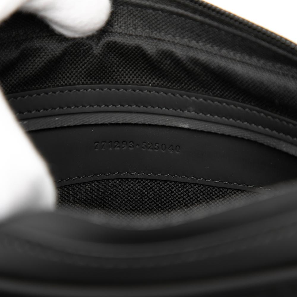 Gucci B Gucci Black Calf Leather GG Rubber Effect Crossbody Italy