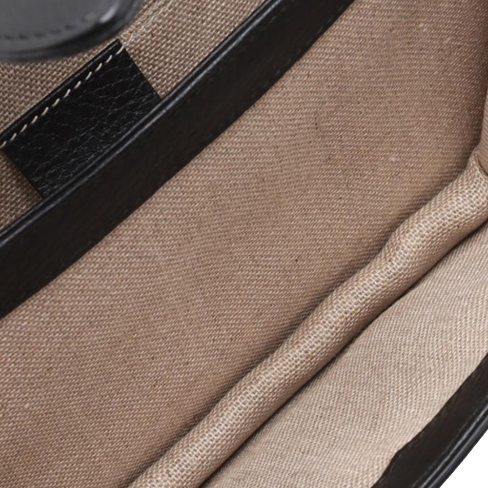 Gucci B Gucci Black Calf Leather Small Dollar skin Interlocking G Crossbody Italy