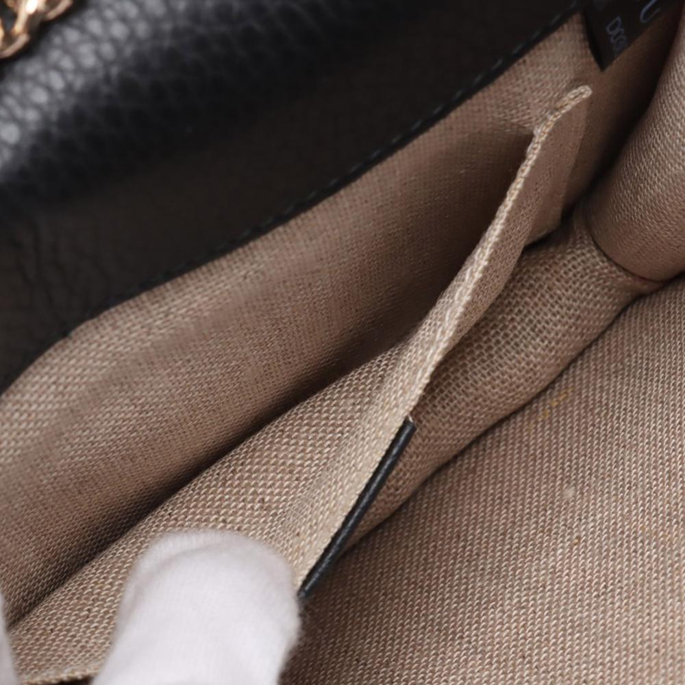 Gucci B Gucci Black Calf Leather Small Dollar skin Interlocking G Crossbody Italy