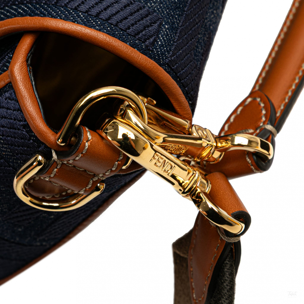 Fendi Baguette Medium FF Tridimensional Fabric 2-Ways Baguette Handbag Blue