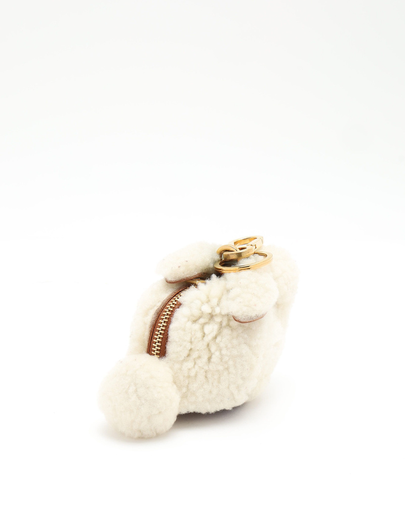 Loewe Bunny Coin Purse Charm in Shearling