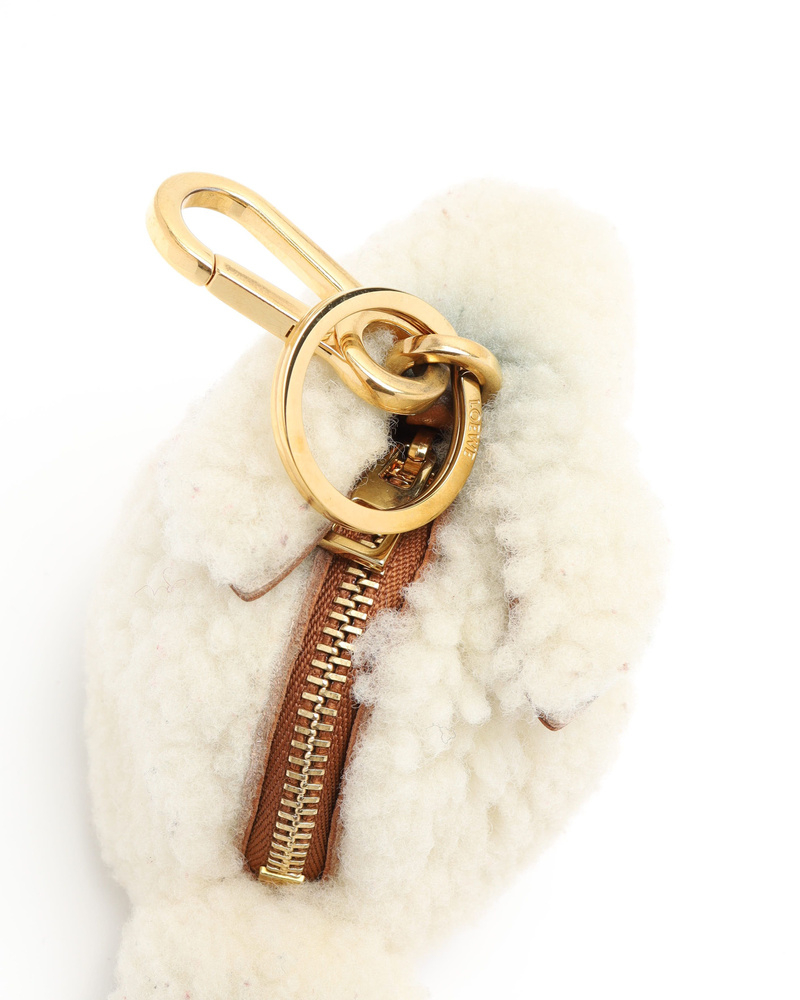 Loewe Bunny Coin Purse Charm in Shearling