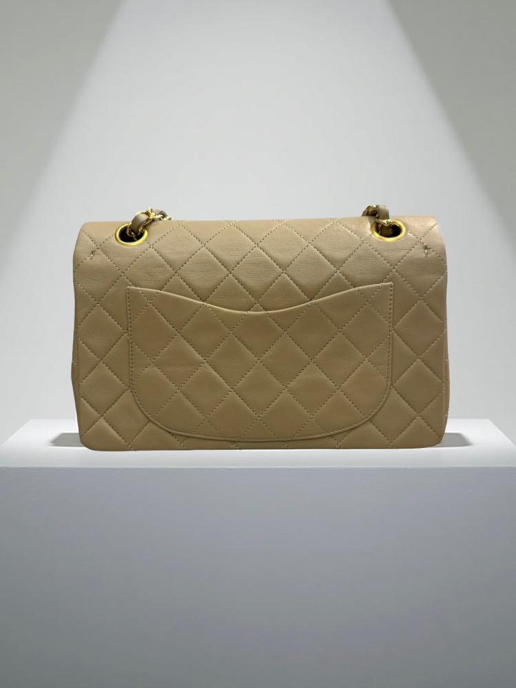 Chanel Classic Double Flap Small in Beige Lambskin 24K Gold Hardware