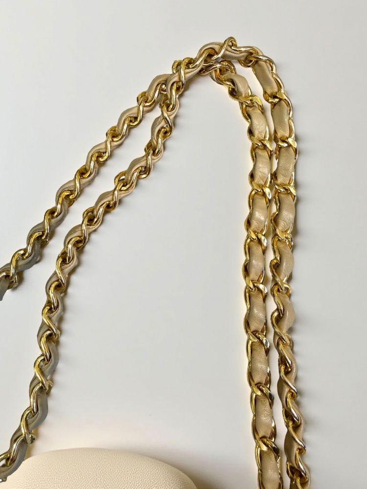 Chanel Classic Double Flap Small in Beige Lambskin 24K Gold Hardware