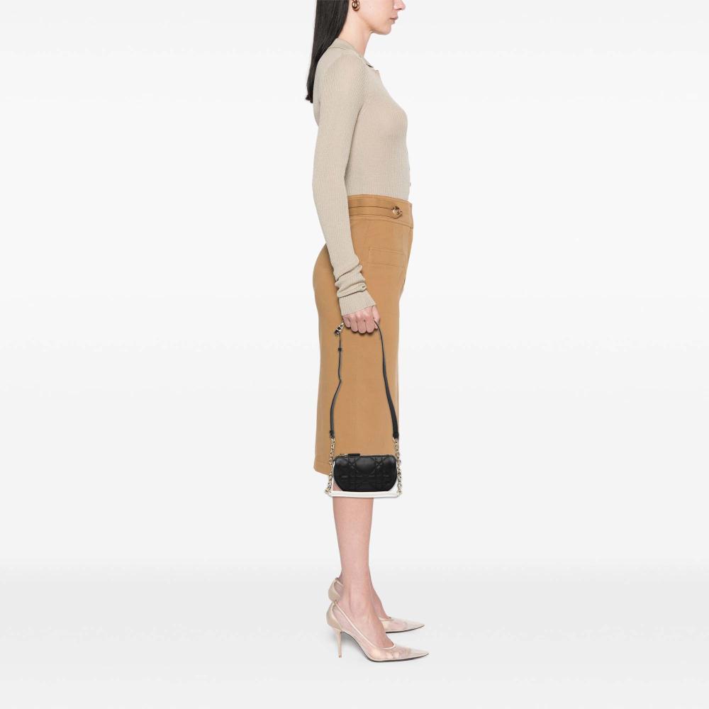 Christian Dior AB Dior Black Lambskin Leather Leather Micro Lambskin Cannage Dior Vibe Satchel Italy