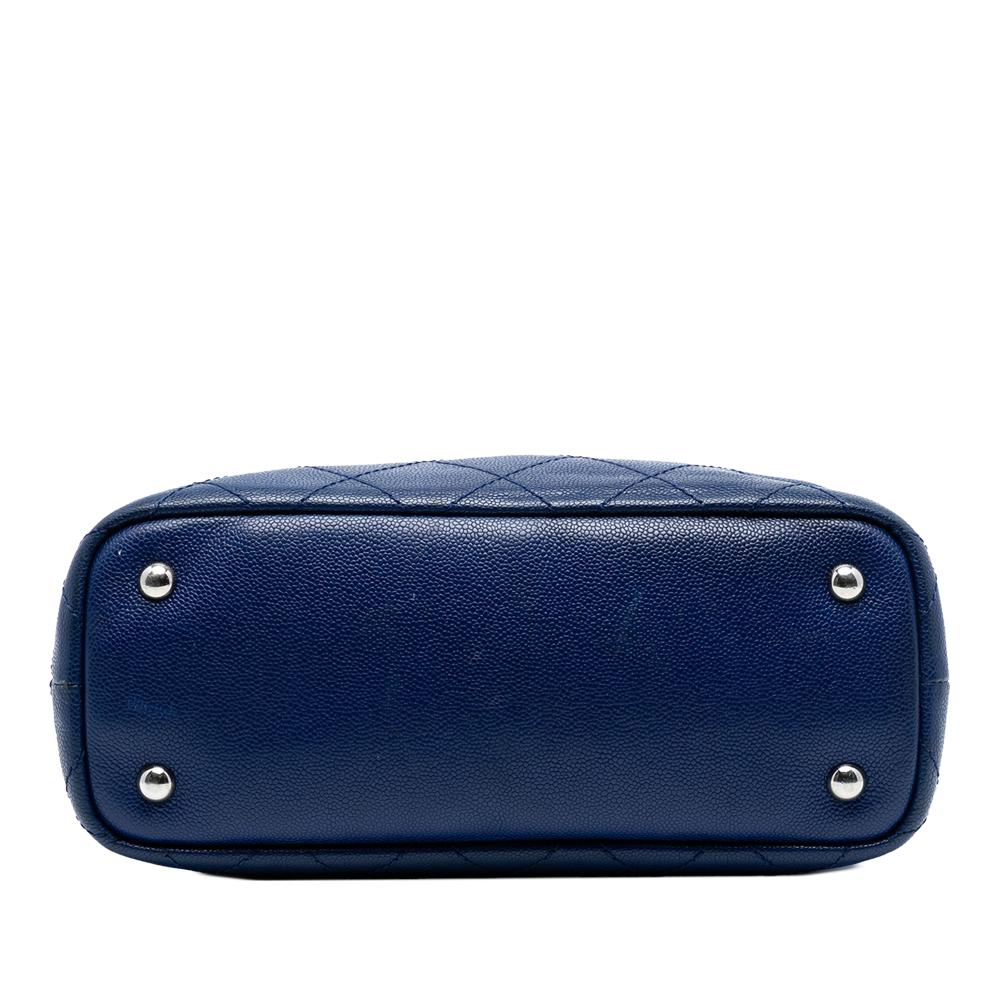 Chanel B Chanel Blue with Black Caviar Leather Leather Quilted Caviar Shopping Fever Tote Italy