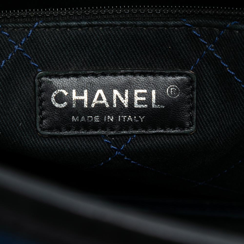 Chanel B Chanel Blue with Black Caviar Leather Leather Quilted Caviar Shopping Fever Tote Italy