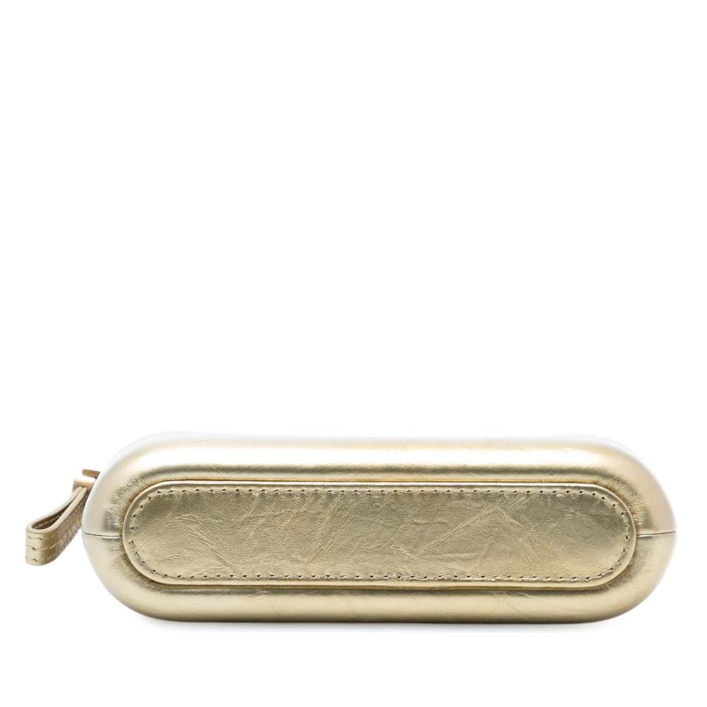 Chanel AB Chanel Gold Calf Leather Quilted Metallic Aged skin Gabrielle Clutch With Chain Italy