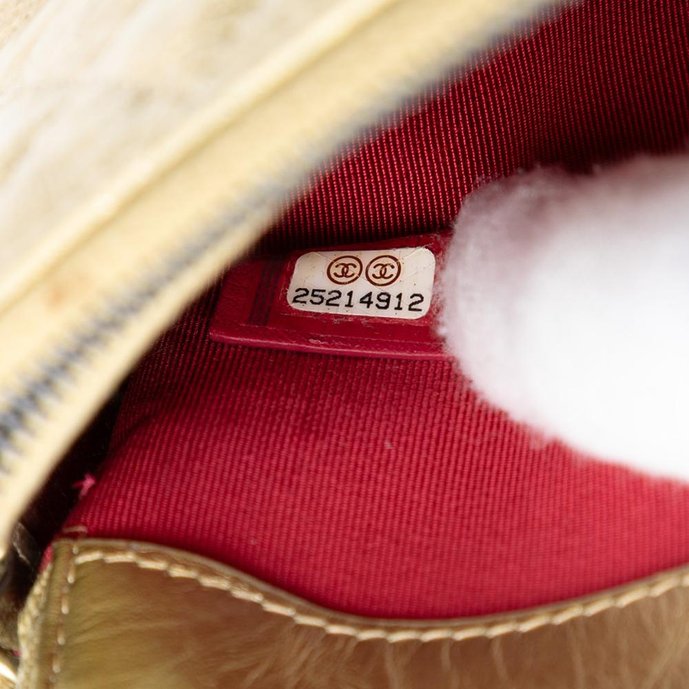 Chanel AB Chanel Gold Calf Leather Quilted Metallic Aged skin Gabrielle Clutch With Chain Italy
