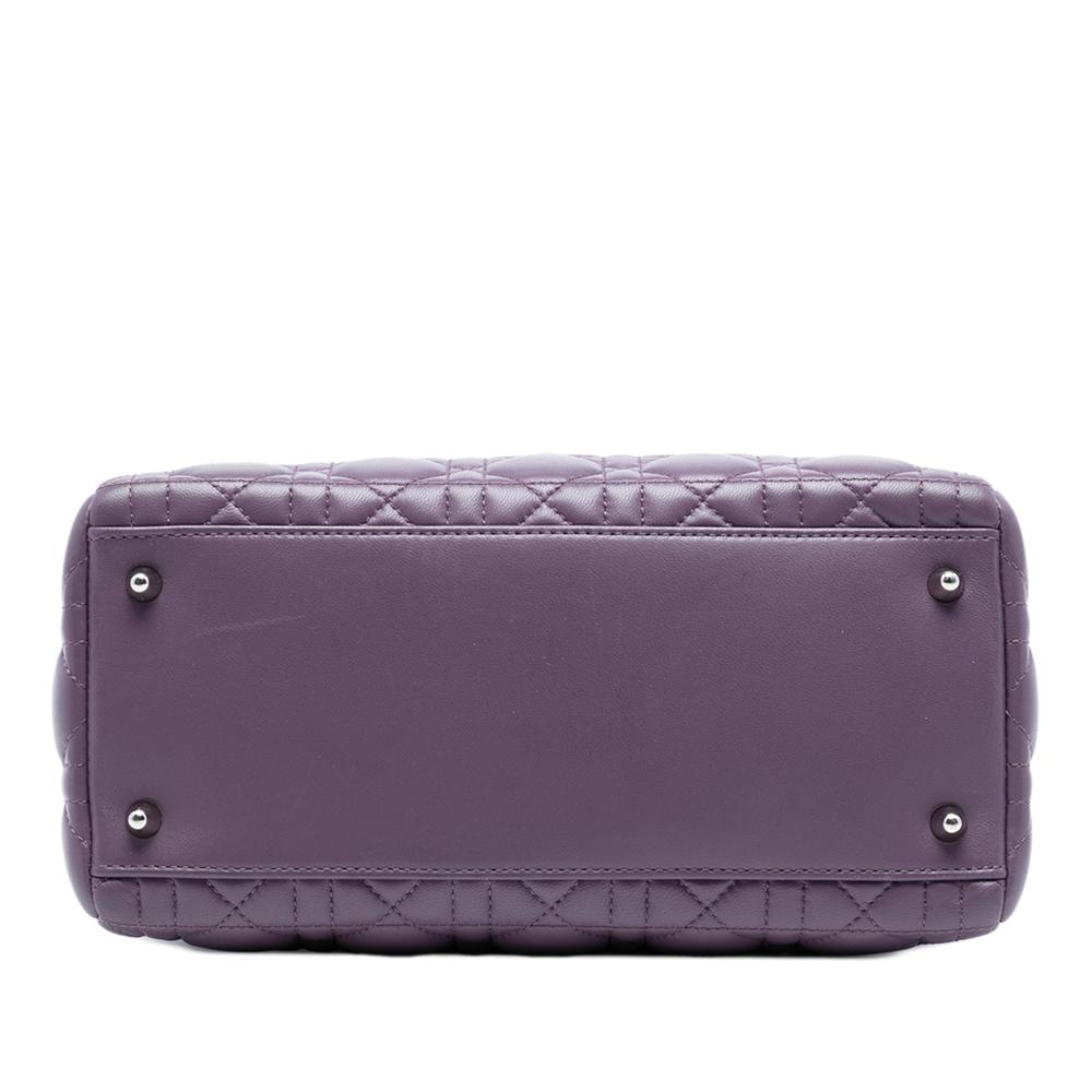 Christian Dior B Dior Purple Lambskin Leather Leather Medium Lambskin Cannage Lady Dior Italy