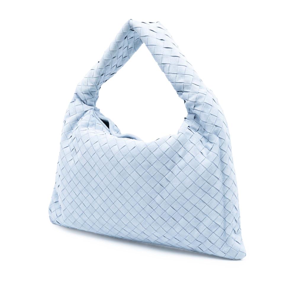 Bottega Veneta AB Bottega Veneta Blue Light Blue Suede Leather Small Intrecciato Hop Hobo Italy